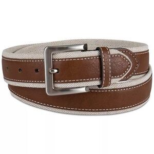 Club Room Men's 35mm Leather Overlay Belt